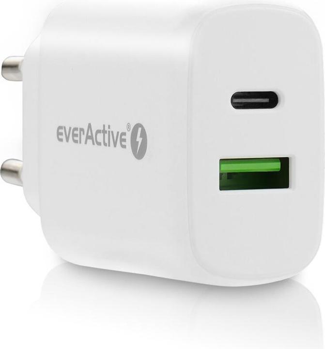 Actual product image Everactive SC-370Q Mains Charger with USB QC3.0 and USB-C PD PPS 25W (26 W)