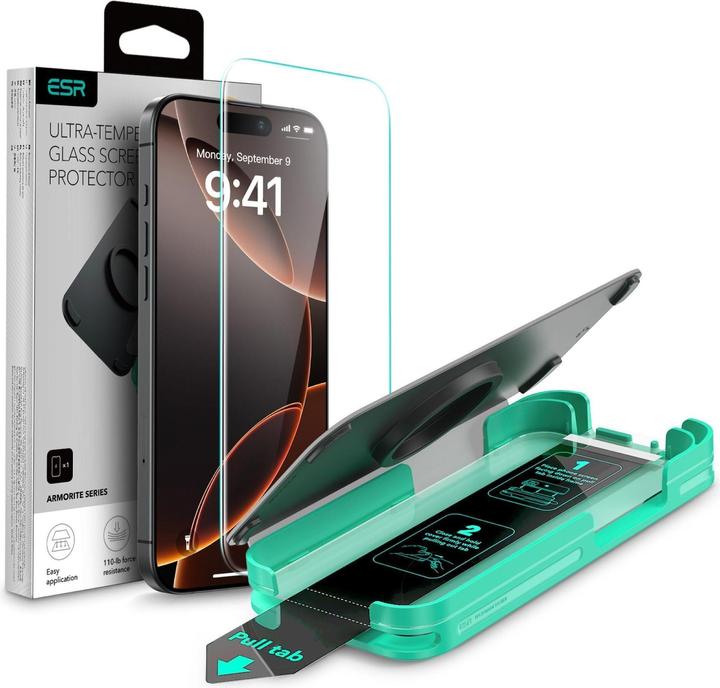 Actual product image ESR Armorite screen protector (1 Piece, Apple iPhone 16 Pro)