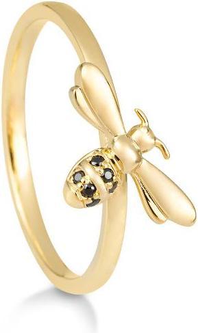 Breuning RING - BRILLANT 0,033 Ct. schwarz (49, 585/14 K Gold)