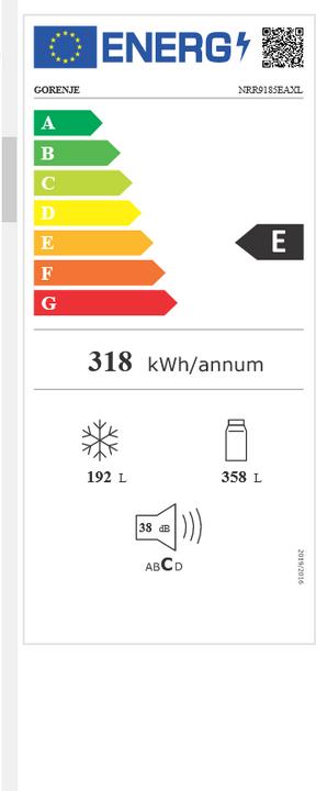 Label énergétique Gorenje NRR9185EAXL (550 l)