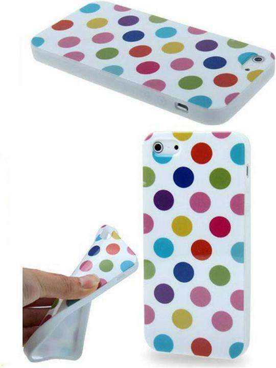 Produktbild König Design TPU Backcover Hülle gepunktet für Handy Apple iPhone 5 & 5s Weiss mit bunten Punkten (Apple iPhone 5)