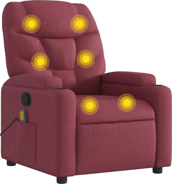 Immagine prodotto VidaXL Poltrona massaggiante in tessuto rosso vino,Colore: Rosso vino,Materiale: Tessuto