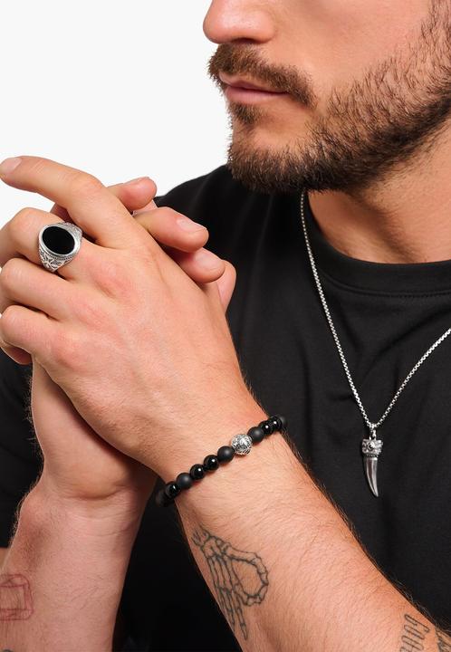 Produktbild Thomas Sabo Beads-Armband aus Obsidian Silber geschwärzt (17 cm, Geschwärzt, 925 Sterlingsilber)