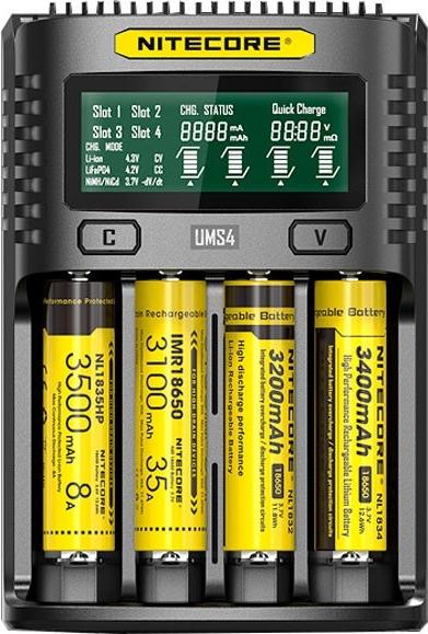 Produktbild Nitecore UMS4 USB-Schnell-Ladegerät (1 Stk., AAA, AA, Ladegerät inkl. Akku)