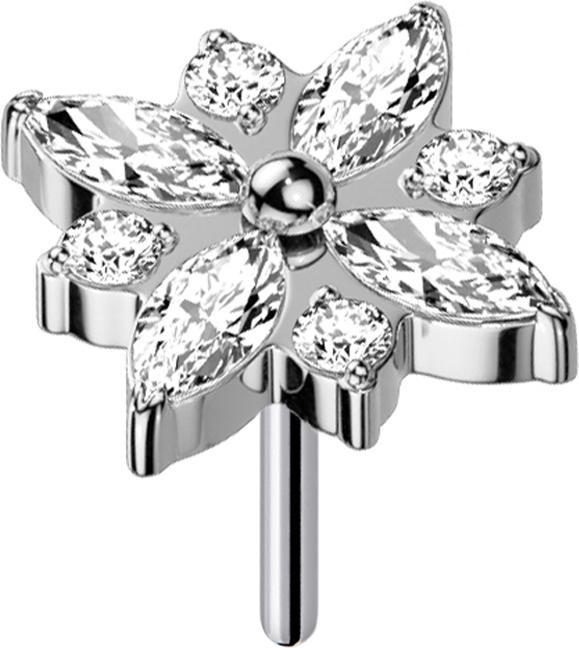 Immagine prodotto Star Piercing Cristalli quadrati a forma di fiore d'argento Threadless (Titanio G23, senza ottone)