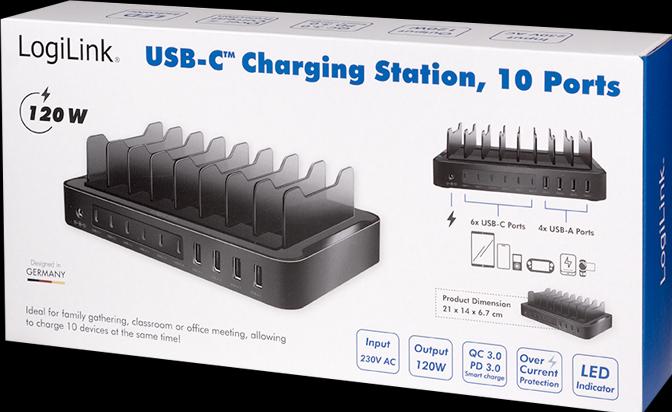 Actual product image LogiLink USB-C charging station (120 W)