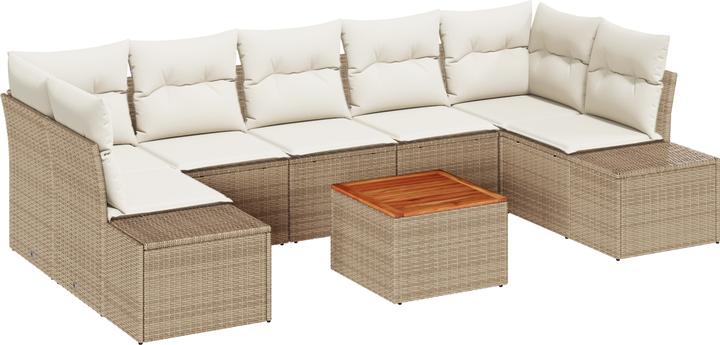 Image du produit VidaXL Ensemble de 8 canapés de jardin avec coussins Beige Poly Rattan