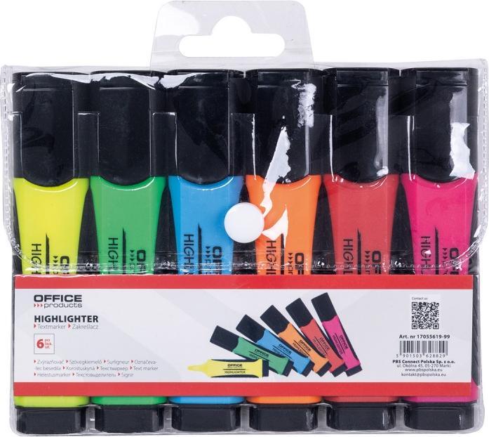 Produktbild Office Products Textmarker-Set (Grün, Blau, Rot, Orange, Pink, Gelb, 5 mm, 6 x)