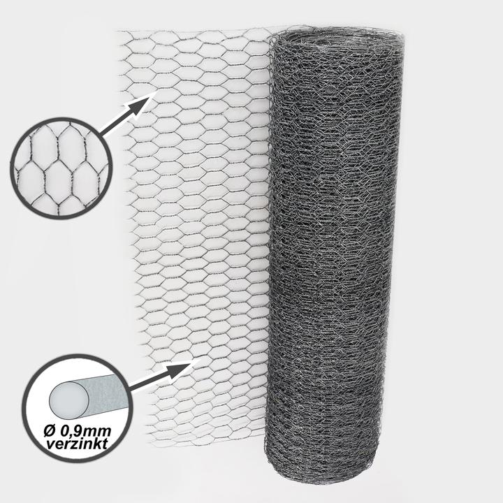 Produktbild Aquagart 20m Sechseckgeflecht Hühnerzaun Kaninchendraht Hasengitter Hasendraht 100cm 25mm