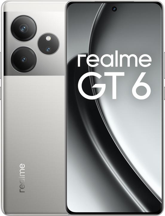 Productafbeelding realme GT6 (256 GB, Vloeibaar Zilver, 6.78", Dubbele SIM, 5G)