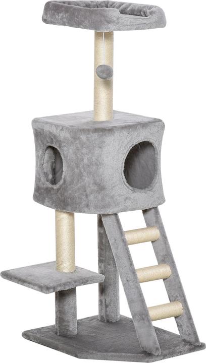 Produktbild PawHut Katzenbaum mit Katzenhöhle (120 cm, Hellgrau)