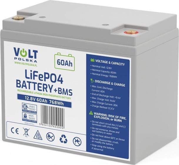 No Name BATTERIA POLSKA POLSKA AL FOSFATO DI LITIO E FERRO LiFePO4 12V 60Ah 60A (12 V, 60 Ah)