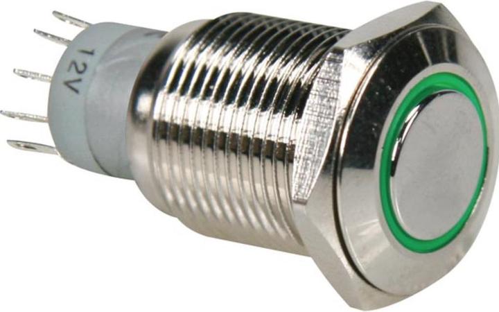 Actual product image Velleman Round Metal Switch Spdt 1No 1Nc Green Ring