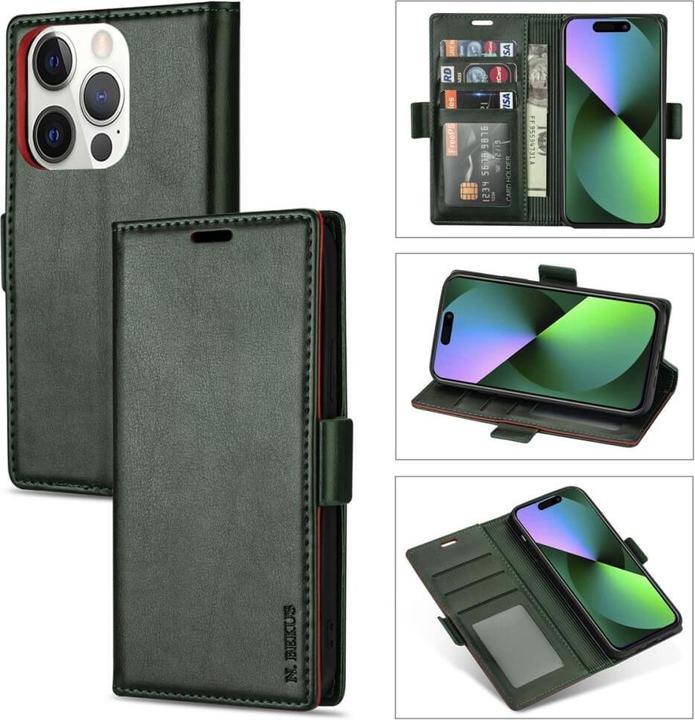 Produktbild N.Bekus iPhone 15 Pro - Flip Case Hülle grün (Apple iPhone 15 Pro)