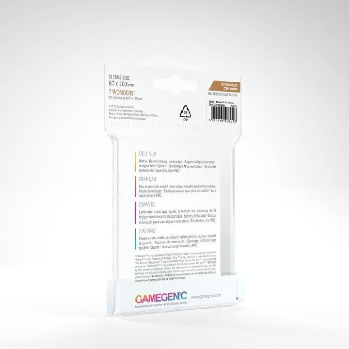 Actual product image Gamegenic GGS10059 - MATTE 7 Wonders Sleeves 67 x 103 mm - Clear (80 Sleeves)
