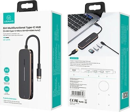 Actual product image Usams SJ575HUB01 (USB-C, 6 Ports)