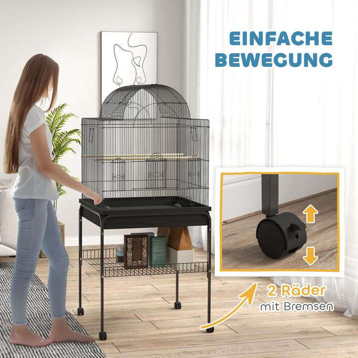 Image du produit PawHut Vogelkäfig Stahl, Kunststoff Schwarz
