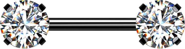 Produktbild Star Piercing Threadless Barbell schwarz front mit Kristall silber gefasst (ohne Messing)