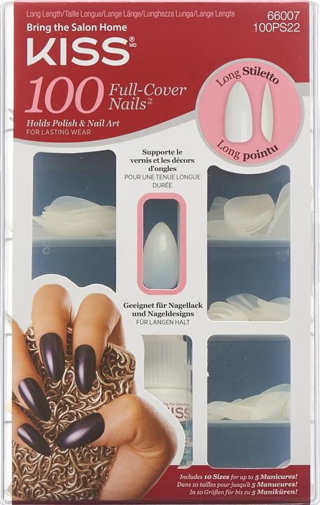 Immagine prodotto KISS Unghie Plain - copertura completa e punte - Stiletto (Unghie artificiali, Trasparente)