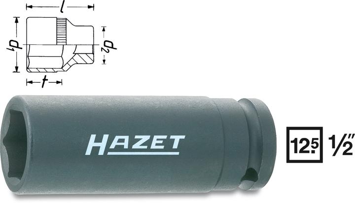 Actual product image HAZET Impact socket ∙ hexagon 900SLG-24 ∙ Square, hollow 12.5 mm (1/2 inch) ∙ Outside hexagon tract… (24 mm)
