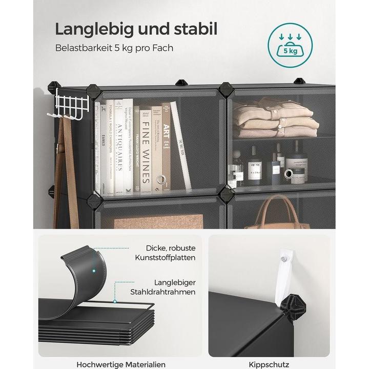 Image du produit Songmics Schuhregal 82 x 152 cm, Schwarz, Tiefe: 32