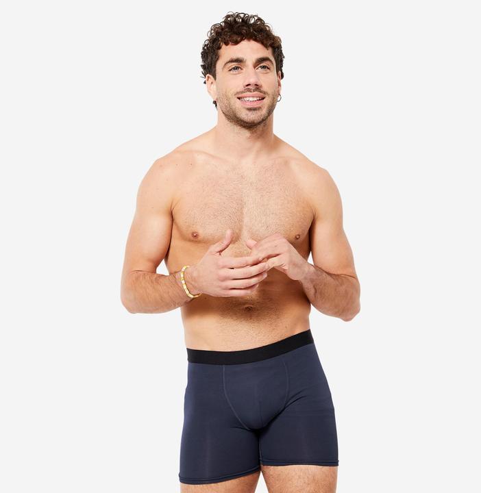Produktbild Decathlon Funktionsunterhose Boxershorts Herren atmungsaktiv 3er Pack - navy/blau/khaki (M, 3er Pack)
