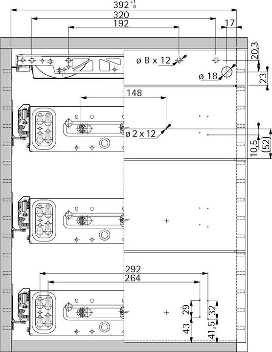 Actual product image Hettich Schreibtischcontainer-Set VAZ mit Silent System 1 HE + 2 HE + 2.5 HE + 2.5 HE