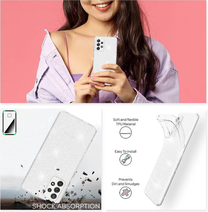 Produktbild Nalia Klare Glitzer Silikon Handyhülle (Samsung Galaxy A52)
