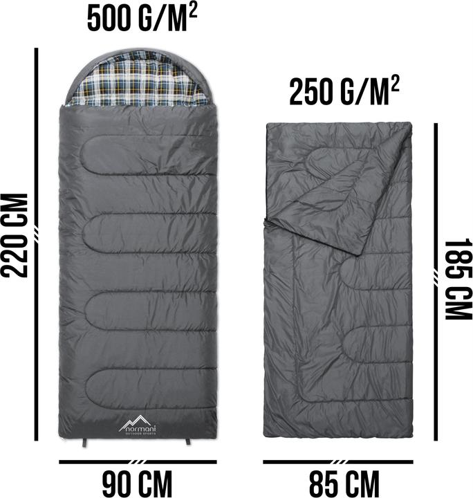 Produktbild Normani 4-in-1 Schlafsack „Antarctica“ (RV rechts) Grau (220 cm)