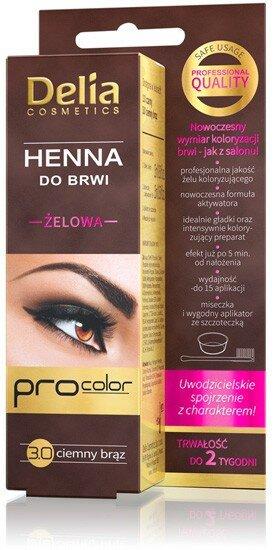 Actual product image Delia Cosmetics Delia - Henna for eyebrows and eyelashes gel 3.0 Dark Brown 15ml