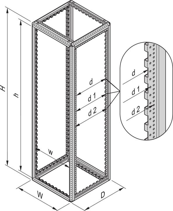 Produktbild Schroff VARISTAR NET Plus - VARISTAR VNT+1200H 800B 600T (24 HE, 19 Zoll Rack)