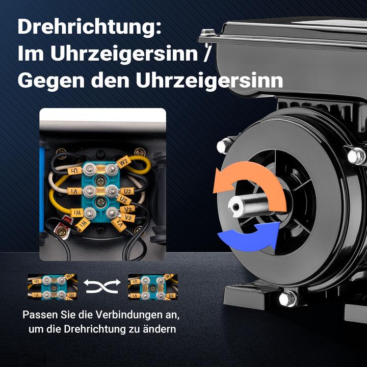 Produktbild Wiltec Elektromotor 1-phasig 4-polig Elektro Motor 0,55kW Einphasenmotor Motor