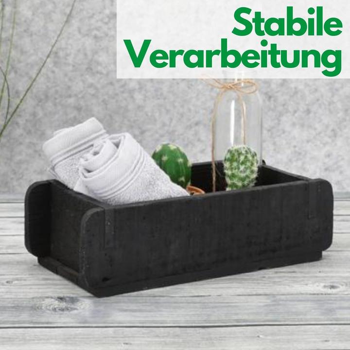 Produktbild Novaliv Holzkiste Vintage Schwarz 30 x 15 x 10 cm Alte Ziegelform Holz EIN KAMMER Allzweckkiste aus (30 x 15 x 10 cm)