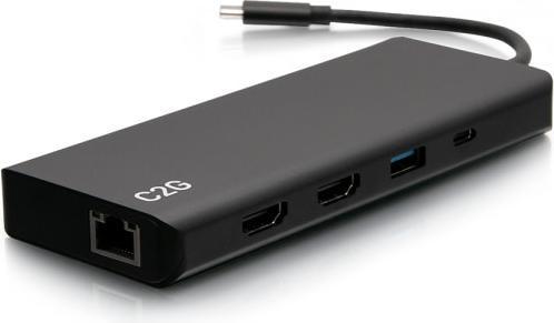 Produktbild C2G USB-C 9-in-1 Dual Display Docking Station with HDMI, Ethernet, USB, 3.5mm Audio and Power Del... (USB-C, 7 Ports)