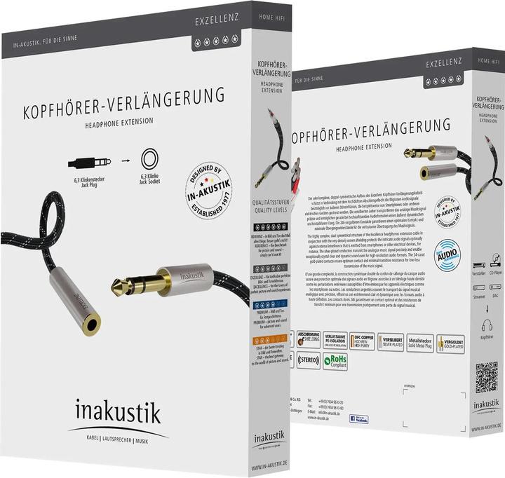 Produktbild Inakustik Kopfhörerverlängerung (5 m, 6.3mm Klinke (Jack))