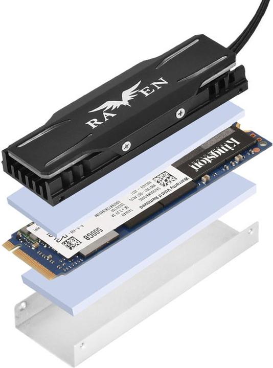 Produktbild Silverstone Technology SST-TP03-ARGB - M.2 SSD cooling set + ARGB