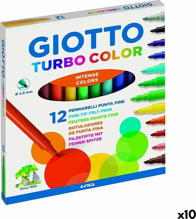 Giotto Set di pennarelli colorati Turbo Colour (10 pezzi) (Colorato, 12 x)