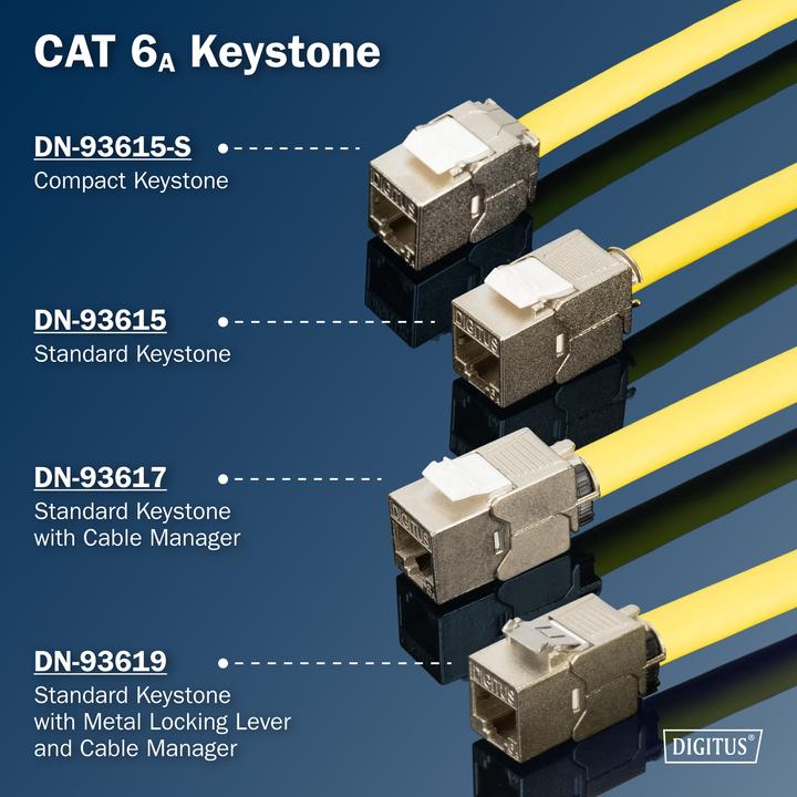 Produktbild Digitus CAT6A Kurz Keystone Jack, geschirmt, werkzeugfreie Montage (Keystone Modul)