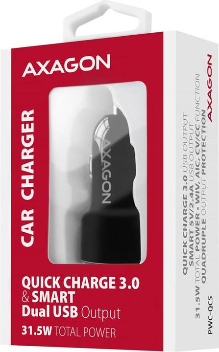 Actual product image Axagon PWC-QC5 - car - cigarette lighter - 12 V - black