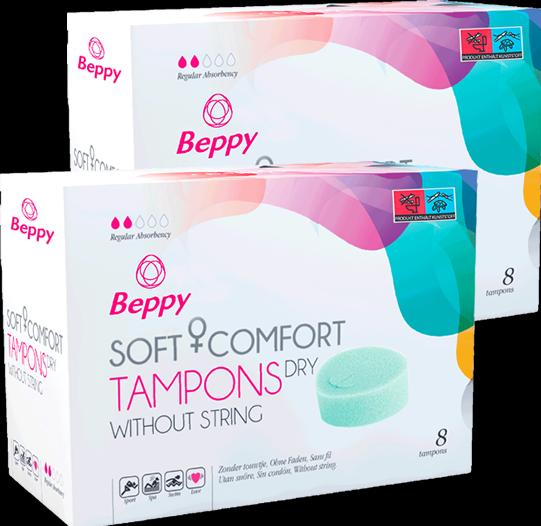 Beppy DRY» (Classic) Soft + Comfort Tampons Doppelpack, 2 x 8 Stück, ohne Fädchen (16 x, Normal)