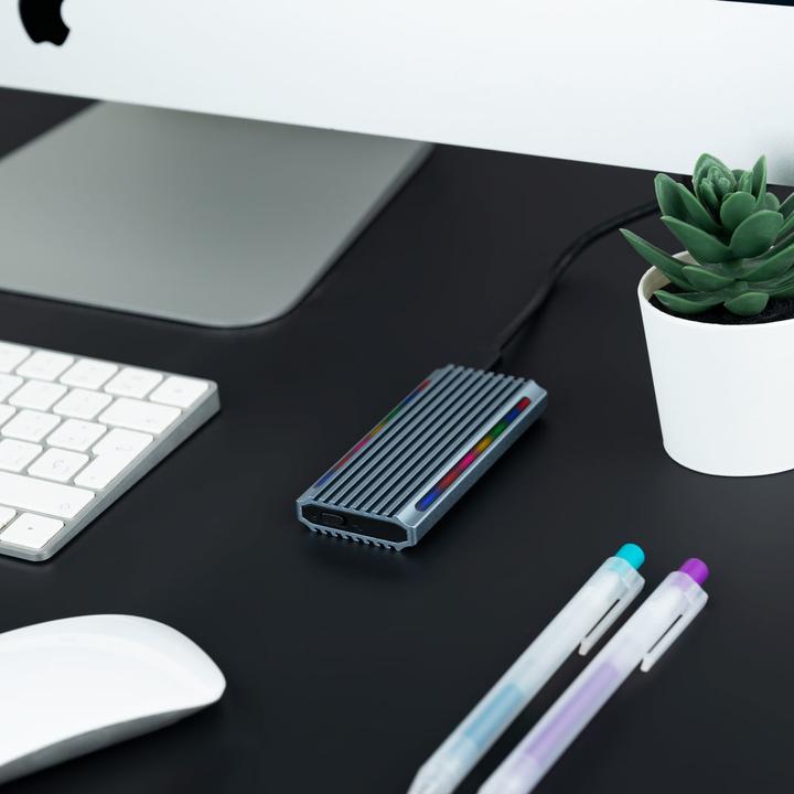 Actual product image Tooq Technology CAJA EXTERNA TQE-2221G NGFF/NVMe "SHINOBI" USB-A RGB GRIS (M.2 2280)