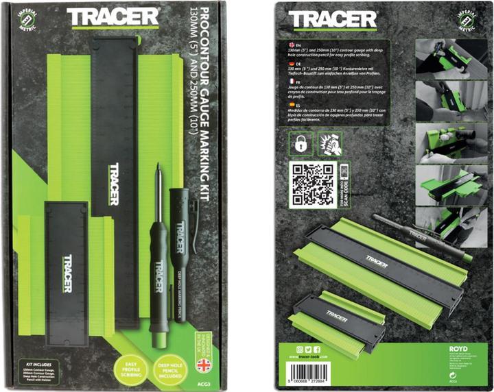 Produktbild Tracer ACG3 Konturenlehren 130 mm und 250 mm inkl. ADP2 Tiefenbleistift