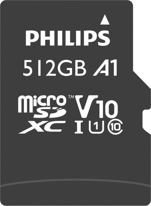 Actual product image Philips MicroSDXC Card 512GB Class 10 UHS-I U1 incl. adapter (512 GB, microSDXC, U1, UHS-I)