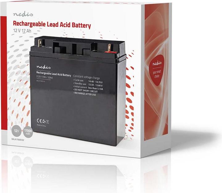 Image du produit Nedis Batterie plomb-acide rechargeable| Acide de plomb| Rechargeable| 12 V| 17000 - (1 pcs, Spécifique à l'appareil, 17000 mAh)
