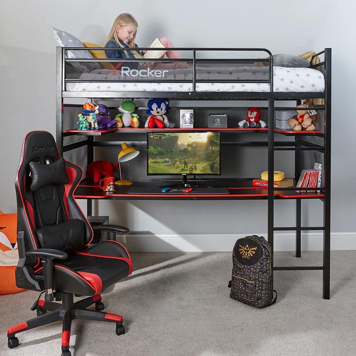 Actual product image X Rocker BattleBunk Gaming Bed with integrated XL Gaming Desk (90 x 190 cm)