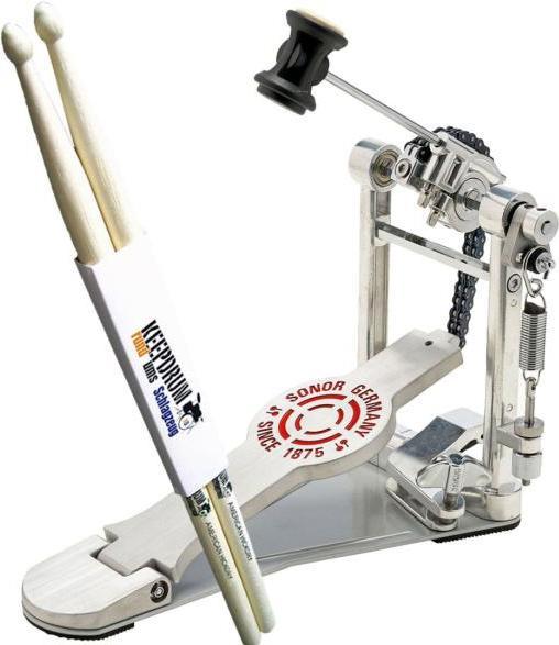 Sonor SP 4000 Bassdrum Pedal mit Drumsticks (Instrumenten Fusspedal)