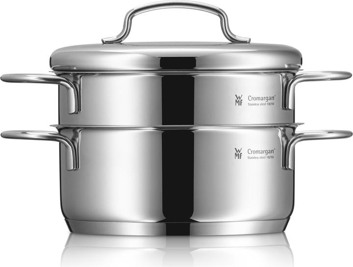 Produktbild WMF Kochtopf Bratentopf Induktion 16cm klein Metalldeckel 1,5l Mini Edelstahl (16.16 cm, Bräter + Schmortopf, Kochtopf, Edelstahl)