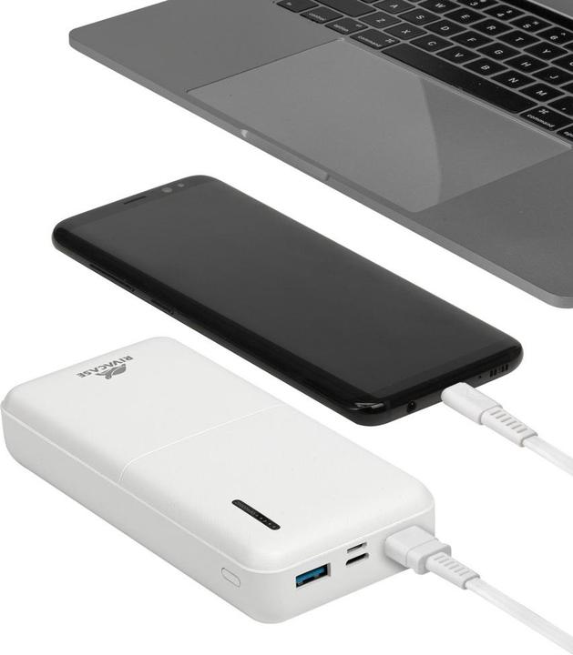 Produktbild Rivacase POWER BANK USB 20000 mAh/VA2572 Baltas (20000 mAh, 20 W, 20000 Wh)