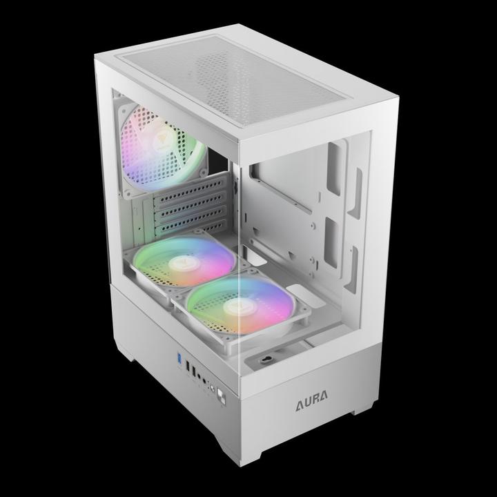 Actual product image Gamdias Boitier Mini Tour Micro ATX Aura GC9M RGB avec panneaux vitrés (Blanc)