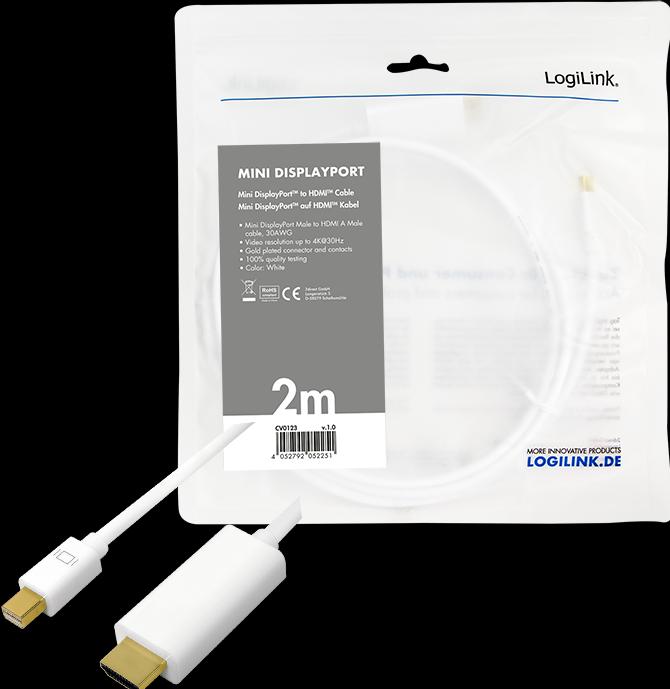 Actual product image LogiLink Mini DisplayPort — HDMI (Typ A) (2 m, DisplayPort)